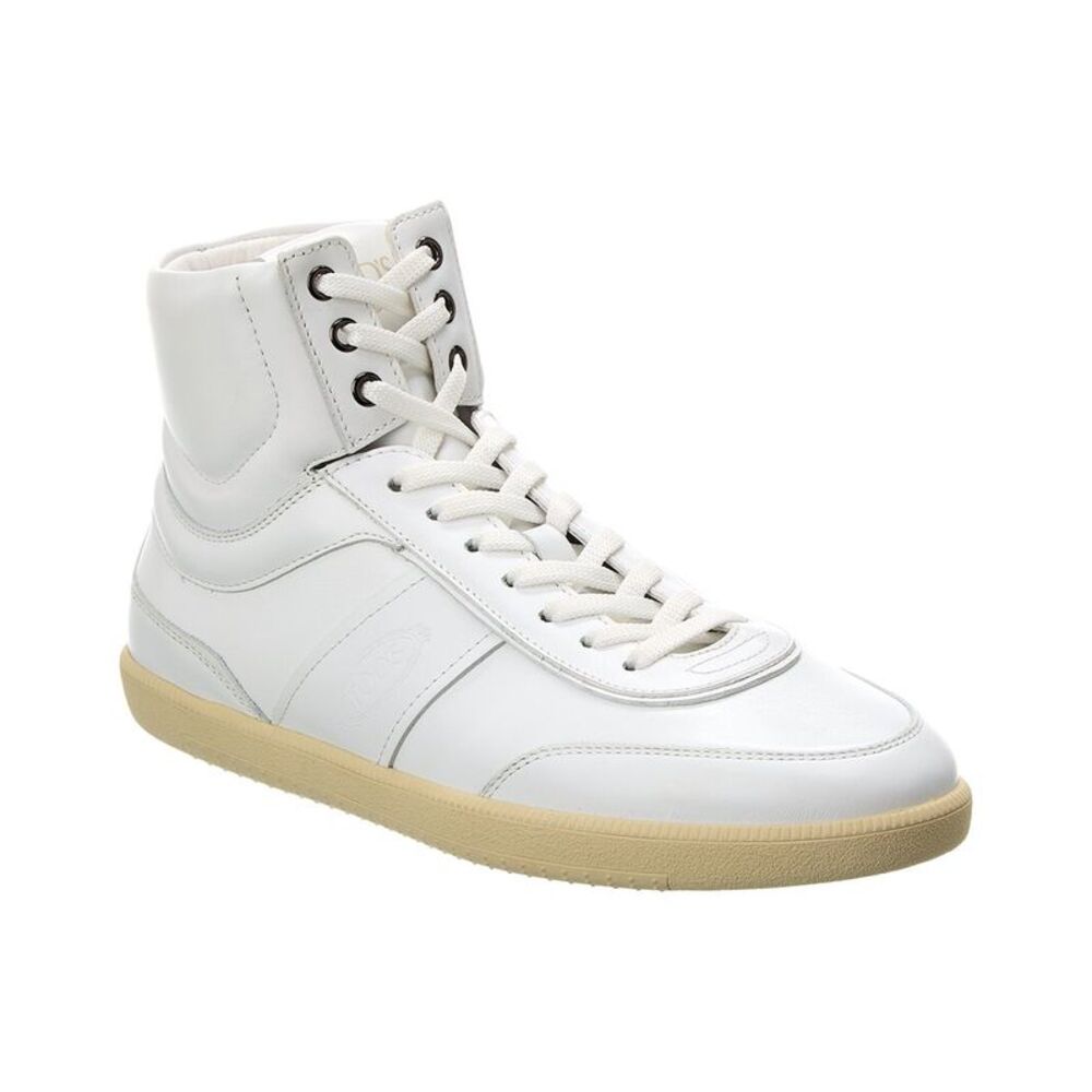 Tods Leather High-Top Sneaker, White